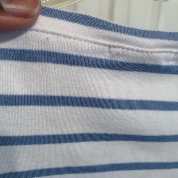 LAKE Pima Cotton Baltic Blue Striped Long Sleeve Pajama Shirt Top Size Large - Picture 4 of 4